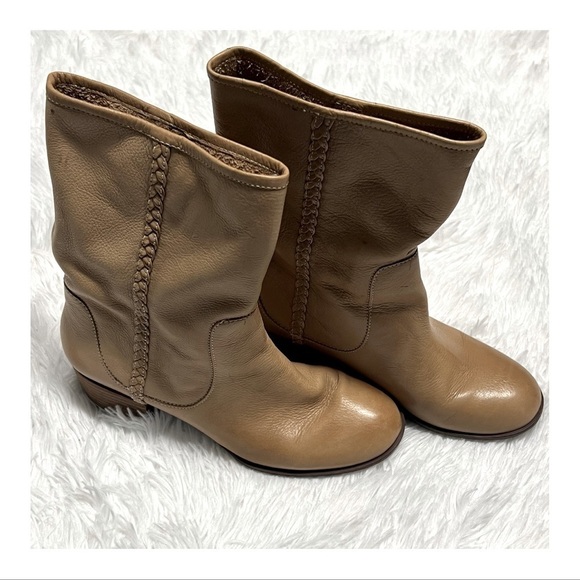 Banana Republic Shoes - 🤍 Banana Republic Camel Mid-Calf Boots w/ Braided Detail